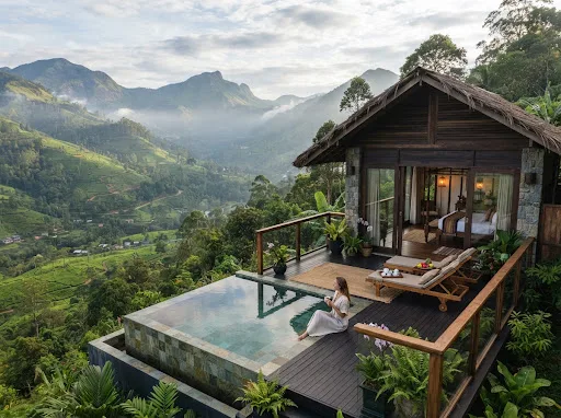Eco-chalet with a plunge pool overlooking the Ella Gap mountain valley