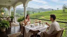 A colonial veranda overlooking the tea estates