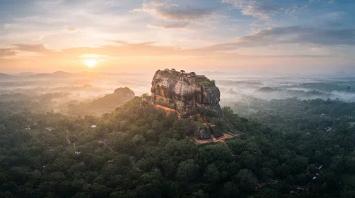 Sigiriya rock fortress at dawn